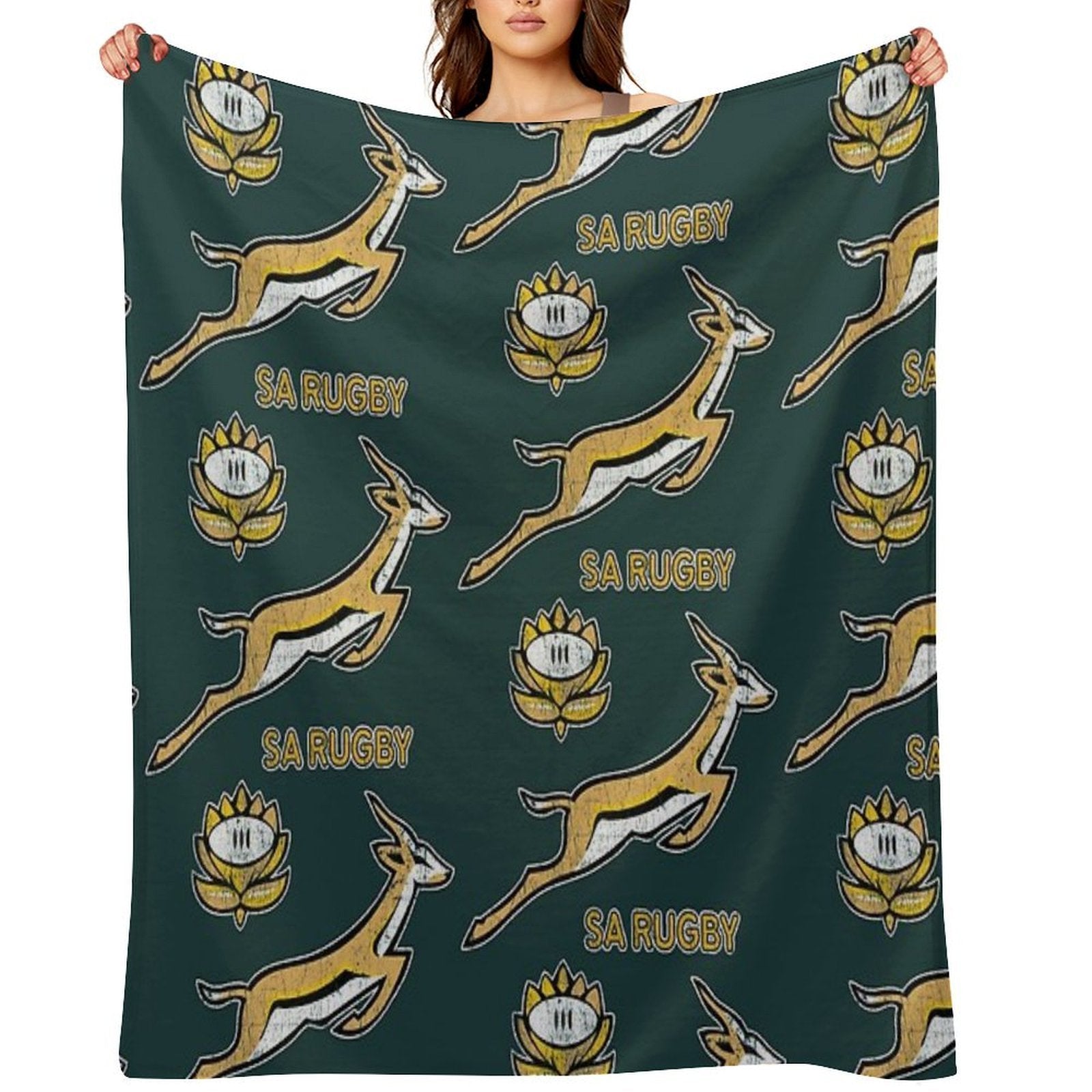 SA Rugby - Vintage Springbok Logo Eco-conscious Throw Blanket