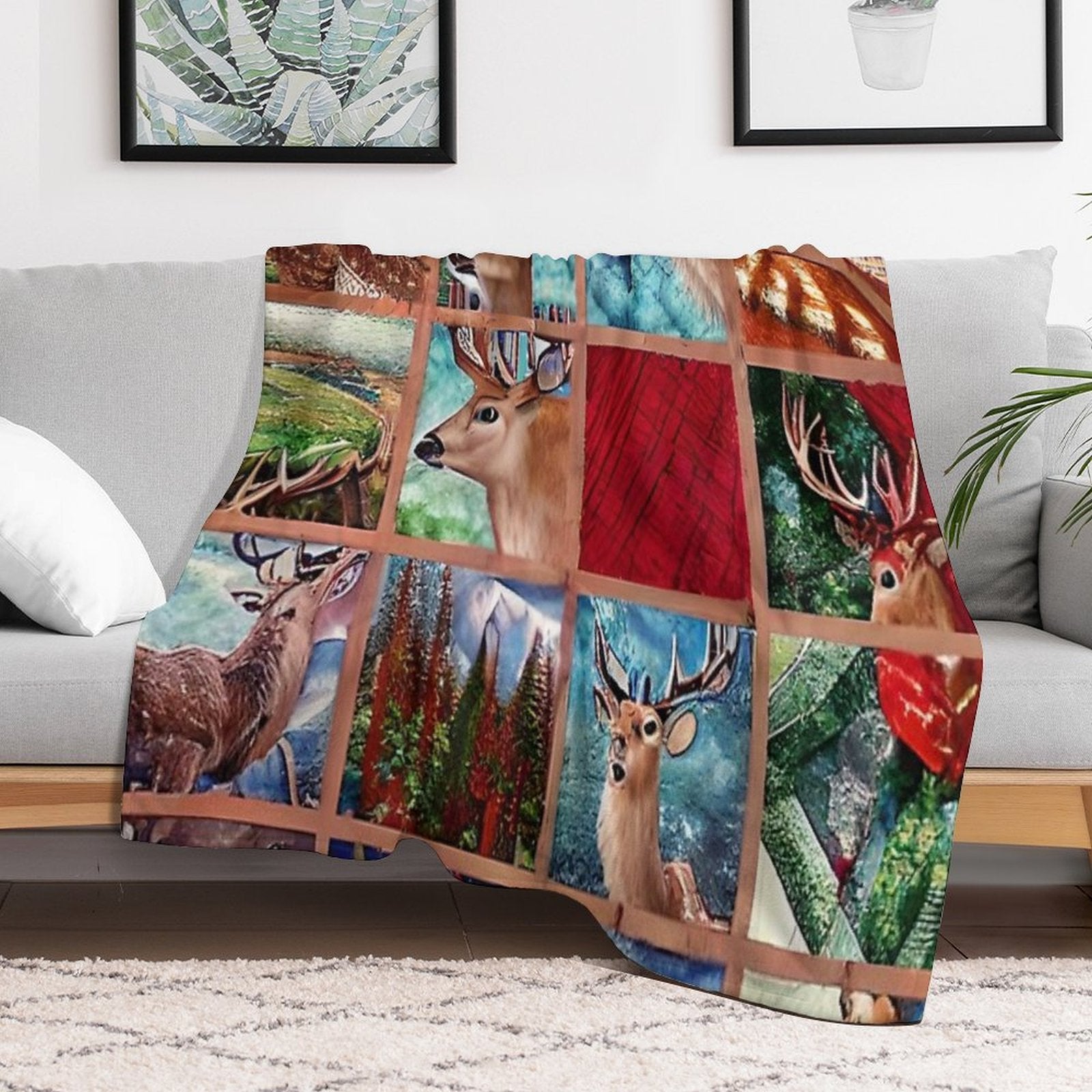 Country Quilt Simulated Quilt Patches Pattern Comfort Throw Blanket