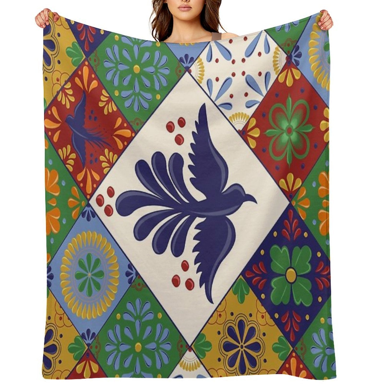 Mexican Talavera Tiles Colorful Pattern Velvety-soft Throw Blanket