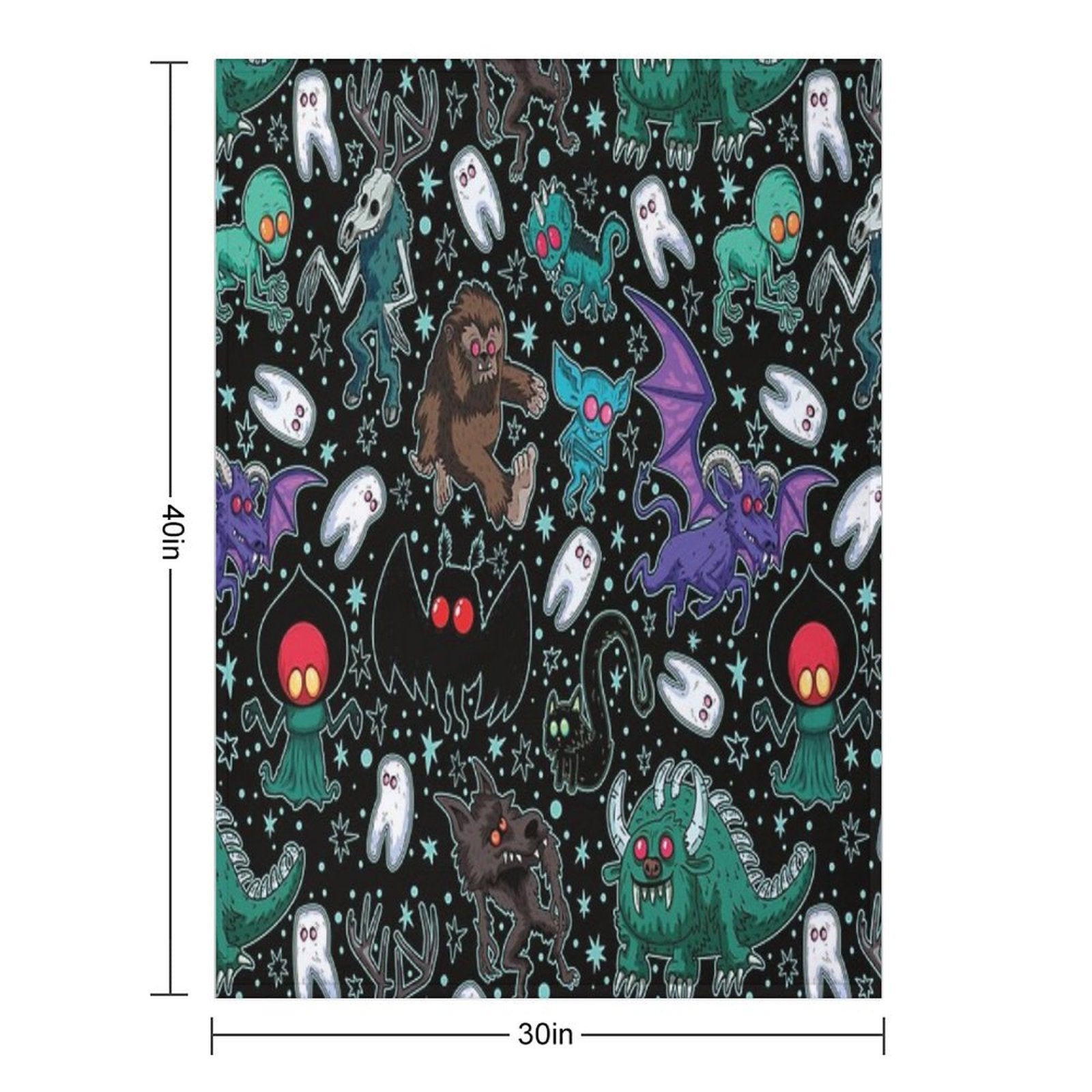 Cryptids Night Black Comfort Throw Blanket