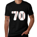 Baseball Number 70 Baseball Birthday 70 Baseball Themed 70th  Fade-proof Color T-Shirt