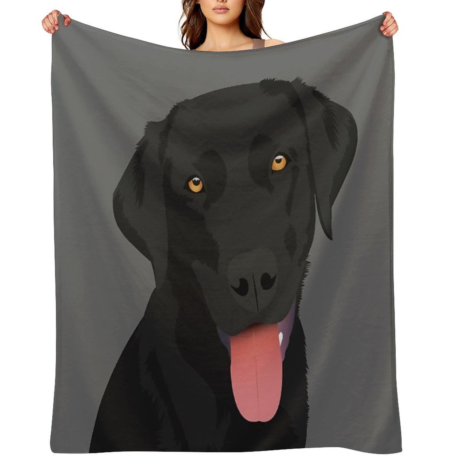 Bruno The Black Lab Plush Throw Blanket