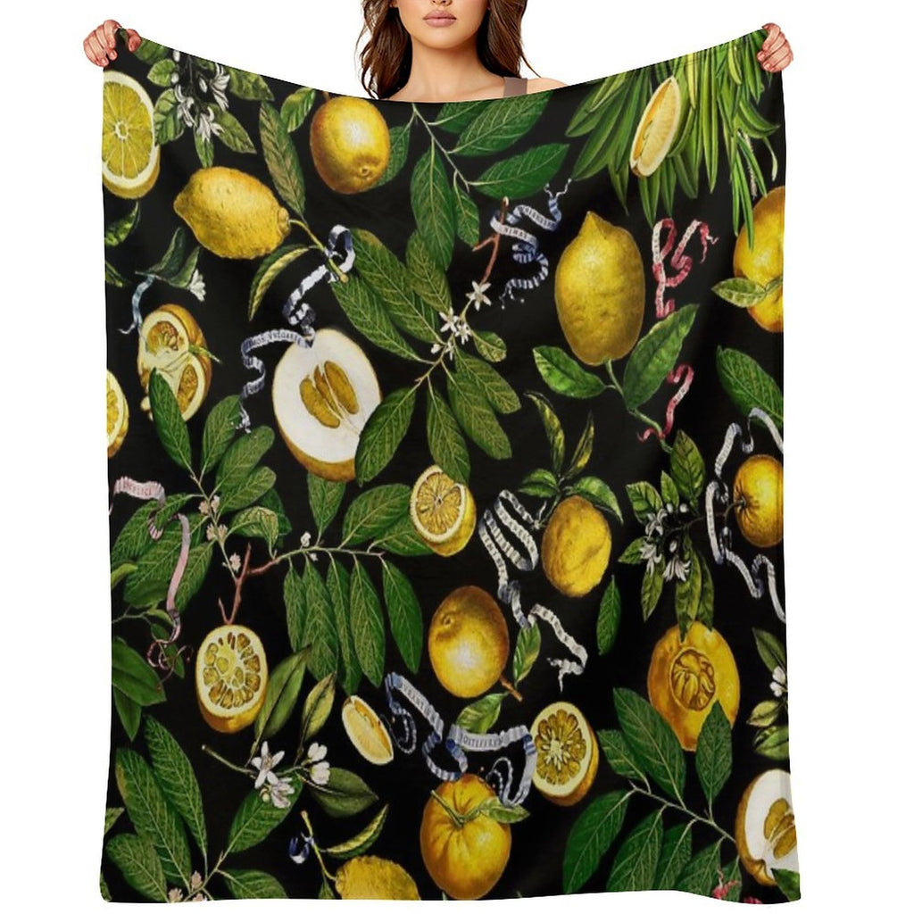 Lemon Tree - Black Eco-conscious Throw Blanket