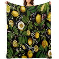Lemon Tree - Black Eco-conscious Throw Blanket