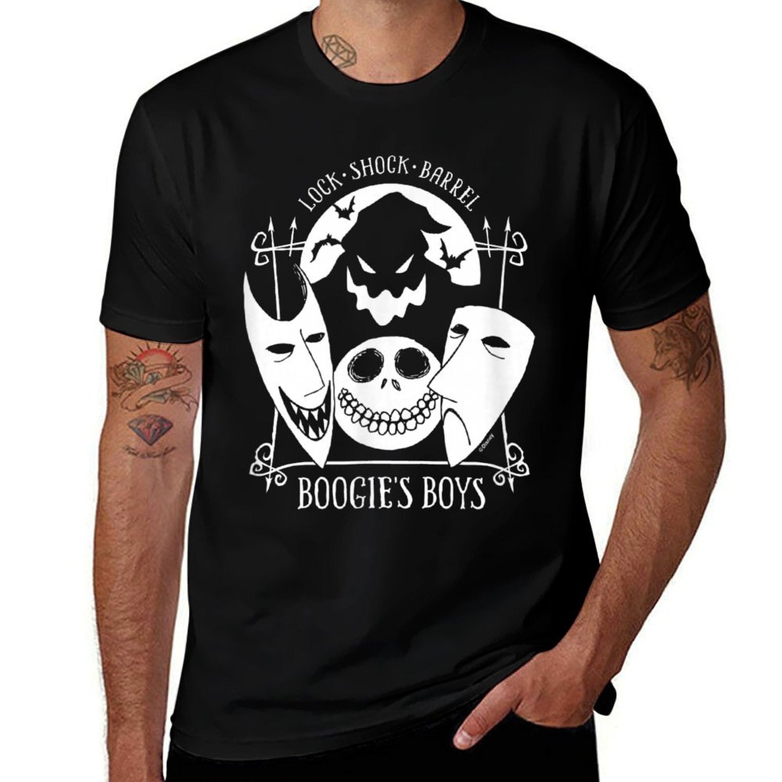 The Nightmare Before Christmas - Boogie Lock Shock Barrel  Slim-fit Cut T-Shirt