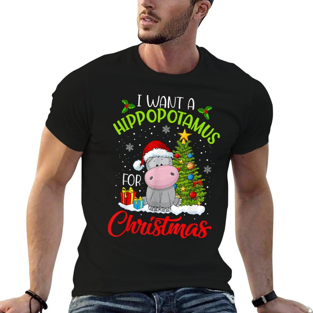 I Want A Hippopotamus for Christmas  Polyester Blend T-Shirt
