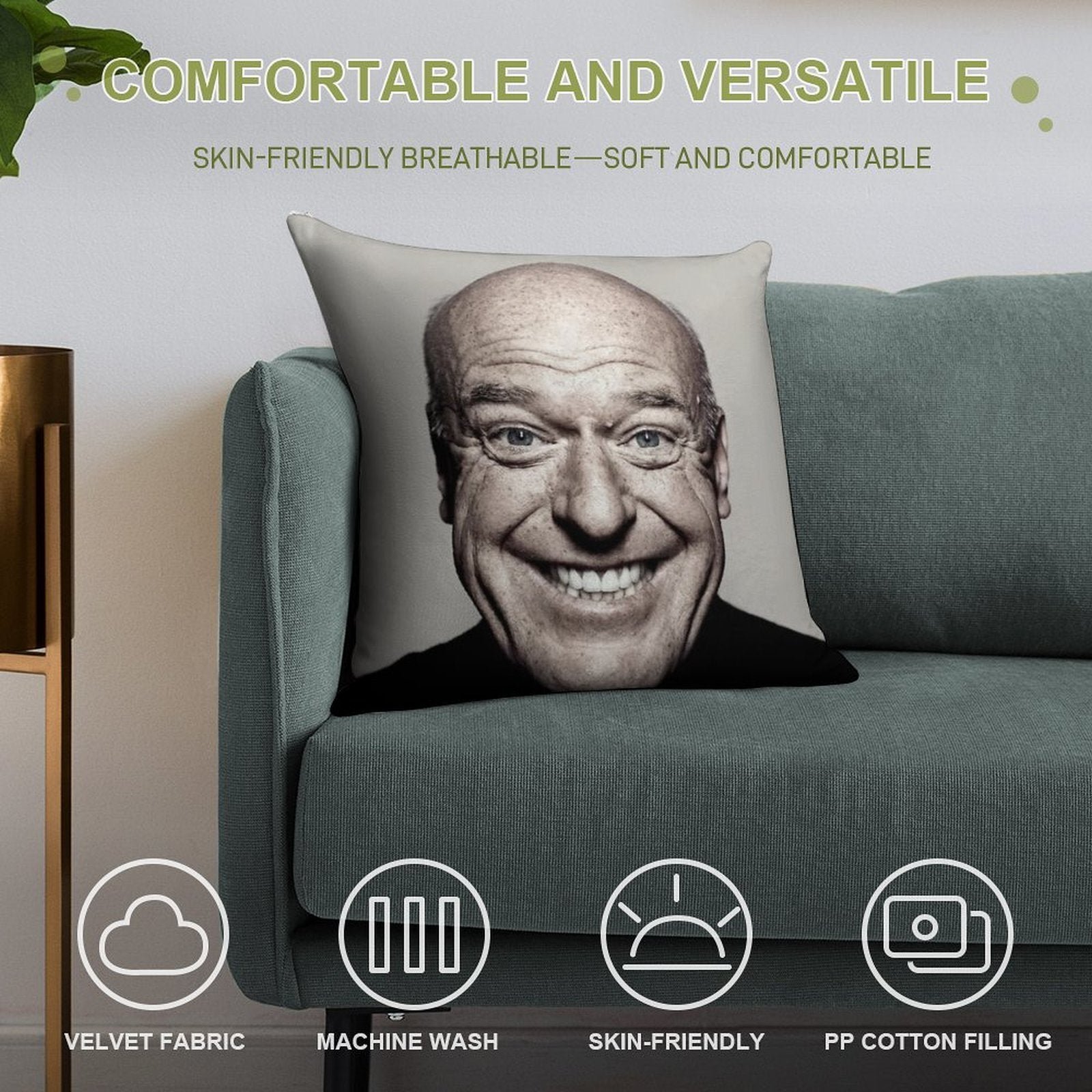 Hank Schrader Dean Norris Happy Face Soft Durable Construction Throw Pillow