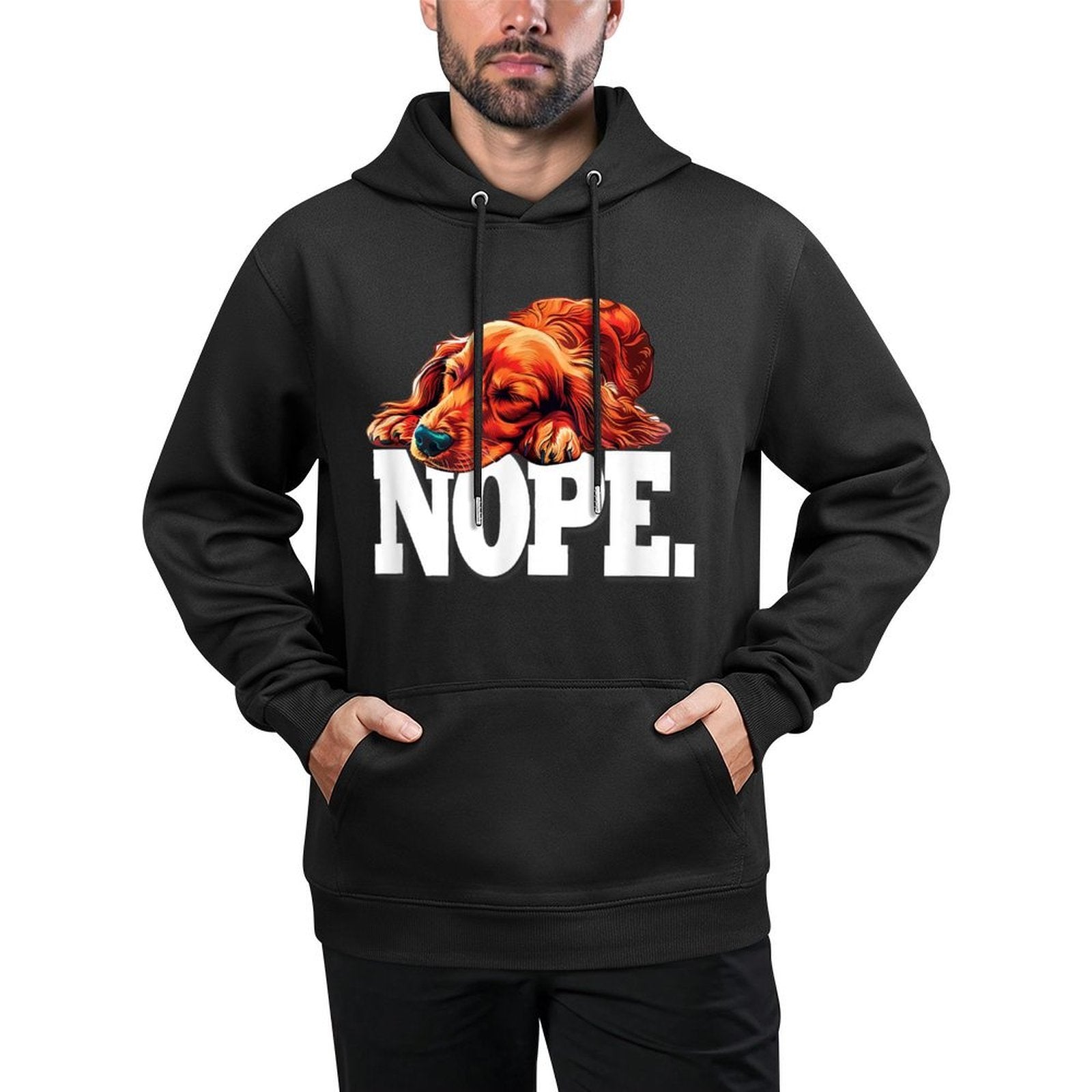 Funny Sleeping Napping NOPE Long Haired Dachshund Lover Versatile Streetwear Hoodie