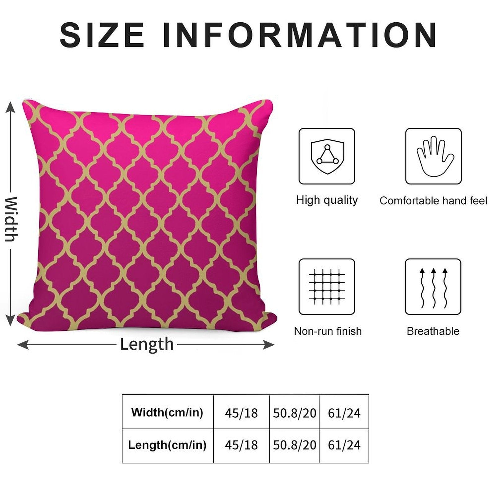 Moroccan Pattern - Pink & Gold Soft Reinforced Edging Throw Pillow