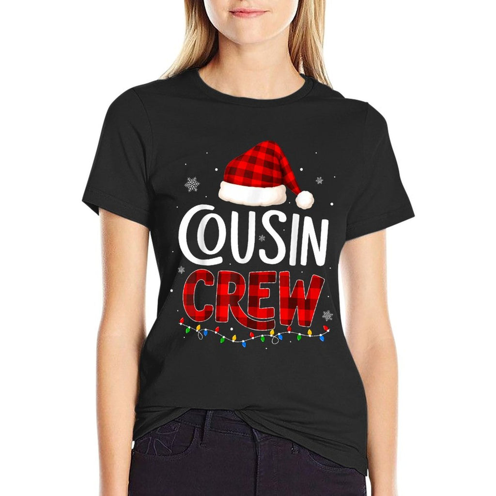 Cousin Crew Christmas Pajamas for Men Kids Women Grandkids  Oversized Silhouette T-Shirt