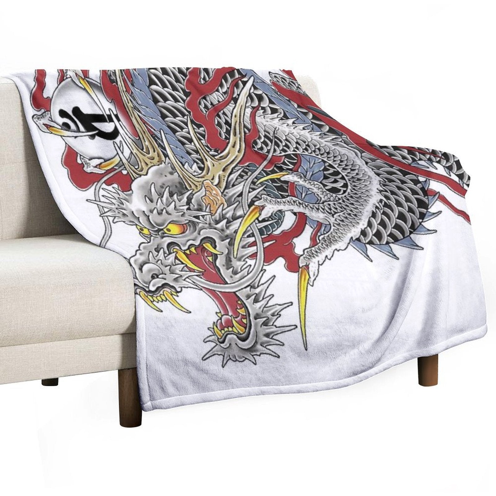 Kazuma Kiryu Dragon Tattoo Horizontal Premium Throw Blanket