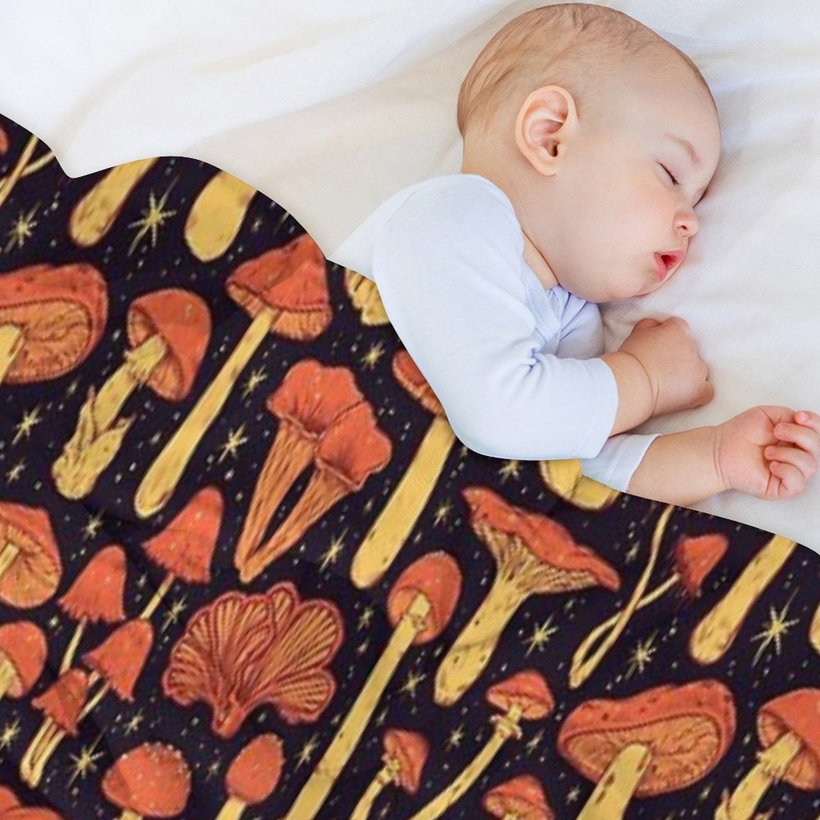Deadly Mushrooms Orange on Black Durable Throw Blanket