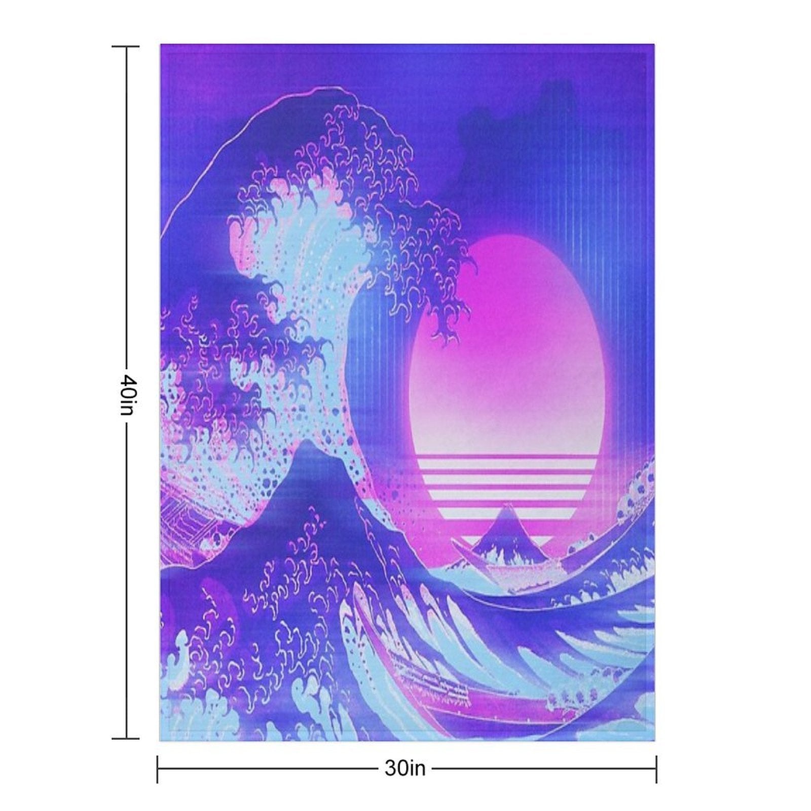 Aesthetic Great Wave Off Kanagawa Retro Vaporwave Multi-functional Throw Blanket