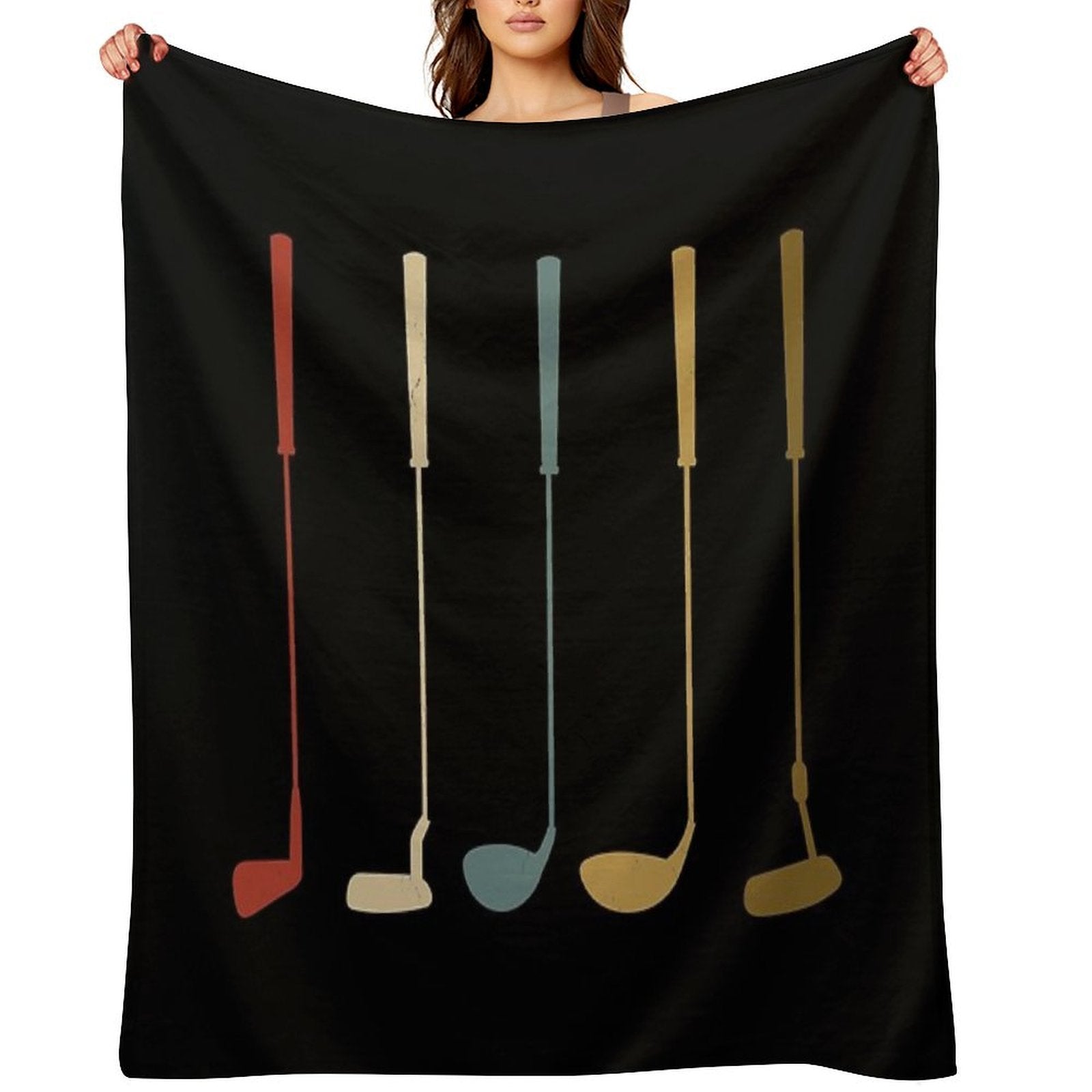 Golf Clubs Retro Vintage Gift-ready Throw Blanket