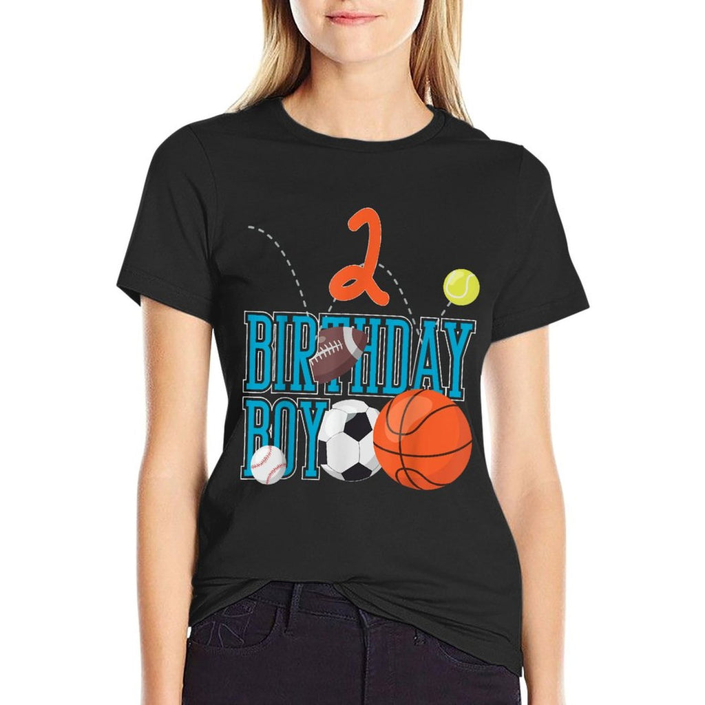 2 Years Old Birthday Boy Sports Matching Family  Heathered Texture T-Shirt