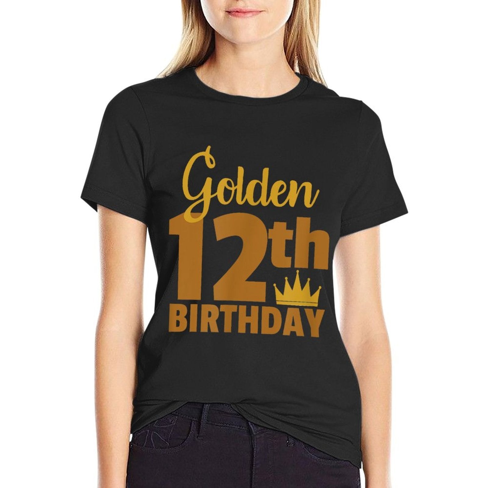 Golden 12th Birthday Twelve Year Old Special Occasion  Summer-ready Fabric T-Shirt