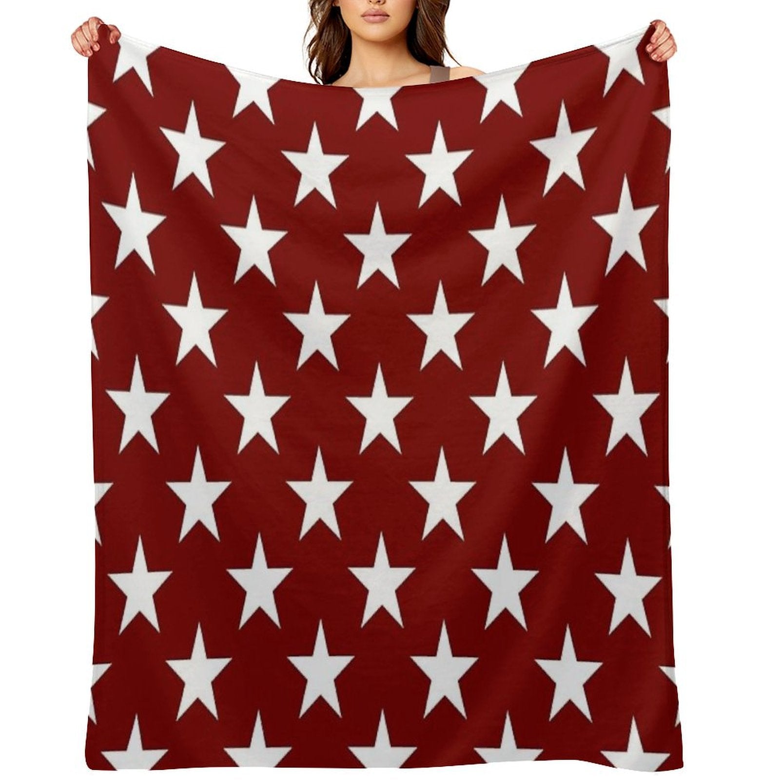 Stars on Crimson Velvety-soft Throw Blanket