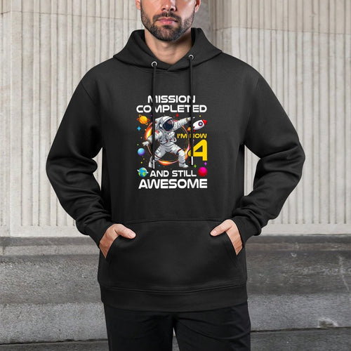 4Th Birthday Astronaut 4 Years Old Outer Space Birthday Medium-Weight Fabric Hoodie
