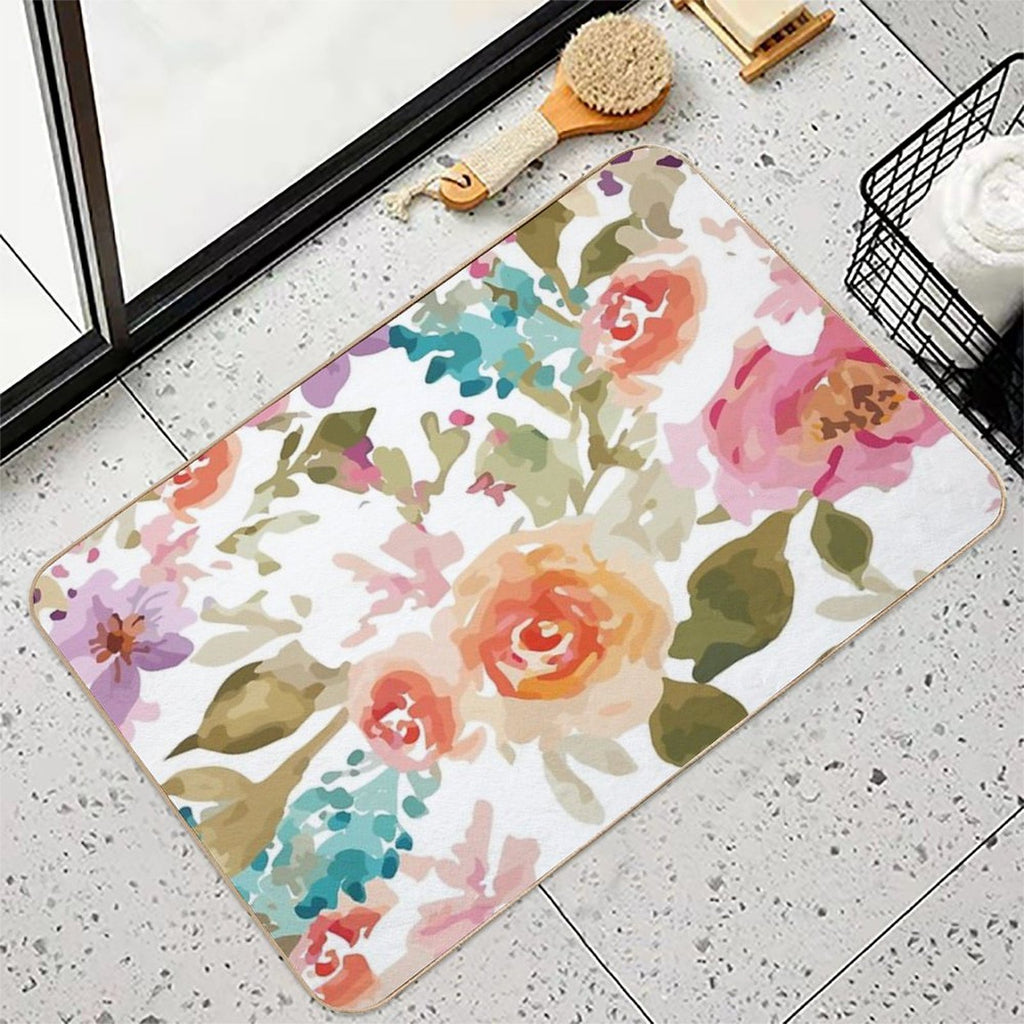 Flower Print Shower Curtain  Versatile Bath Mat