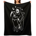Death Rides A Black Cat Multi-functional Throw Blanket