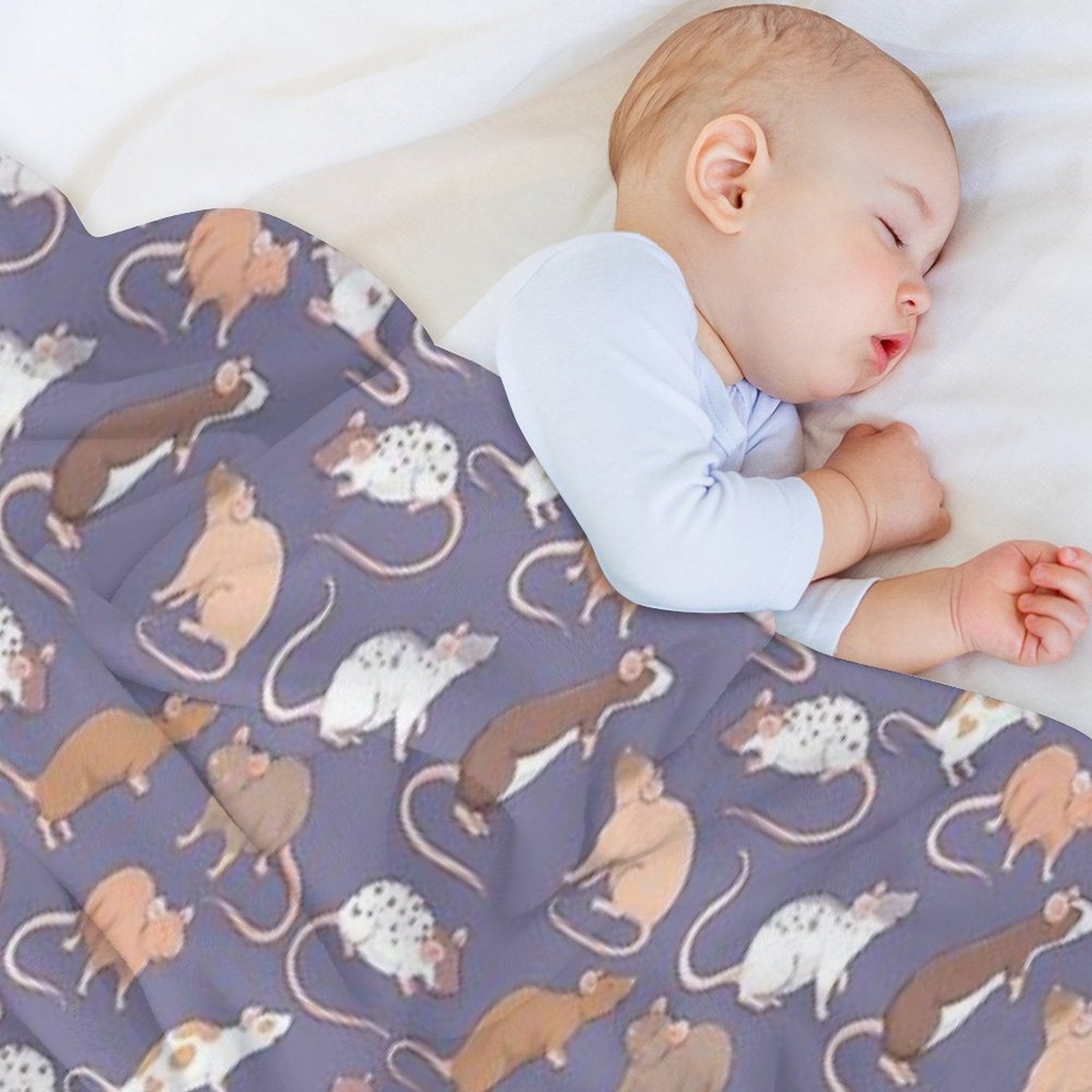 Cute Rattie Rats Against A Slate Grey Background by Whimsicolourart Travel-friendly Throw Blanket