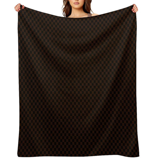 Checkers - Dark Brown And Black Pattern Mat Lightweight Throw Blanket