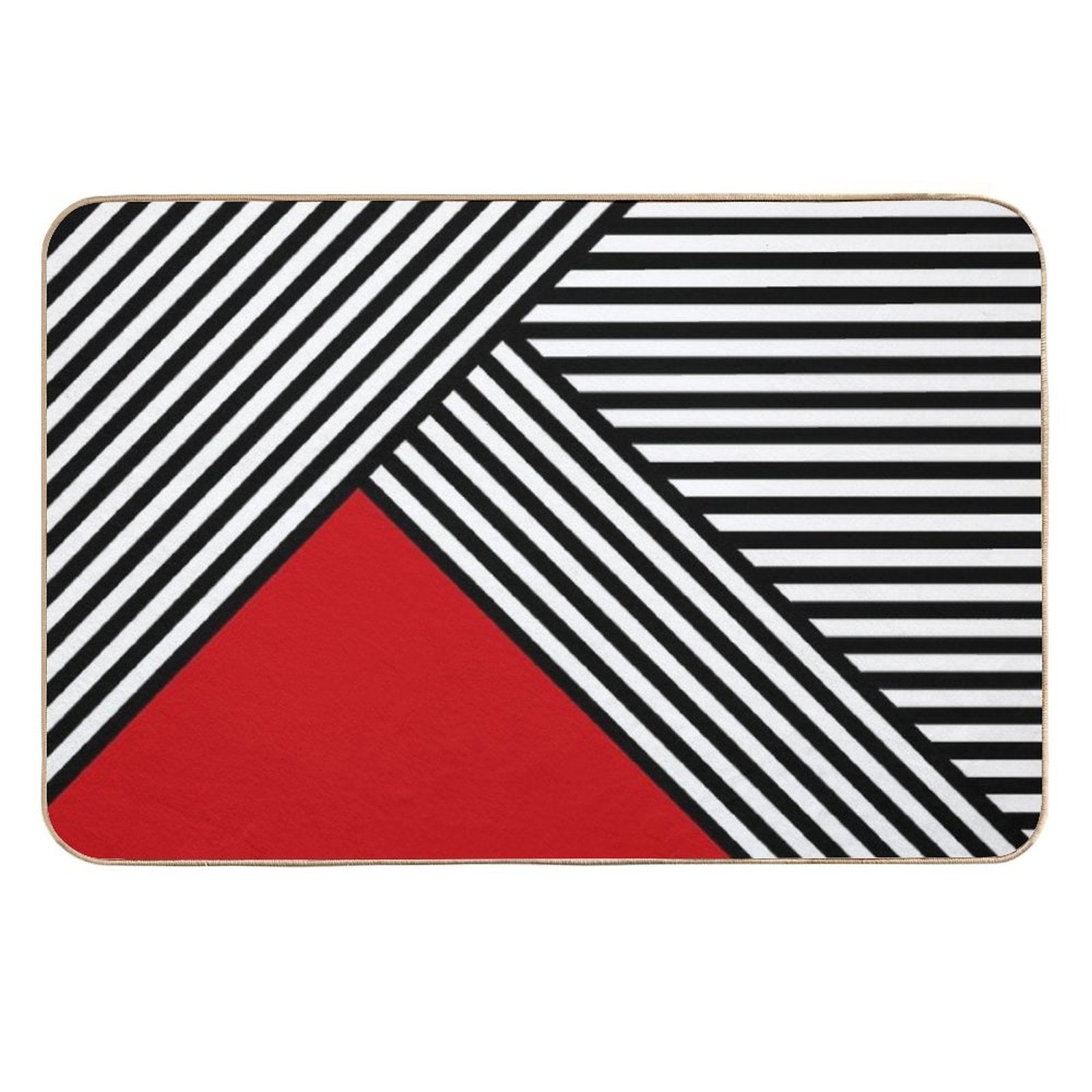 Black And White Stripes with Red Triangle  Eco-Friendly Bath Mat