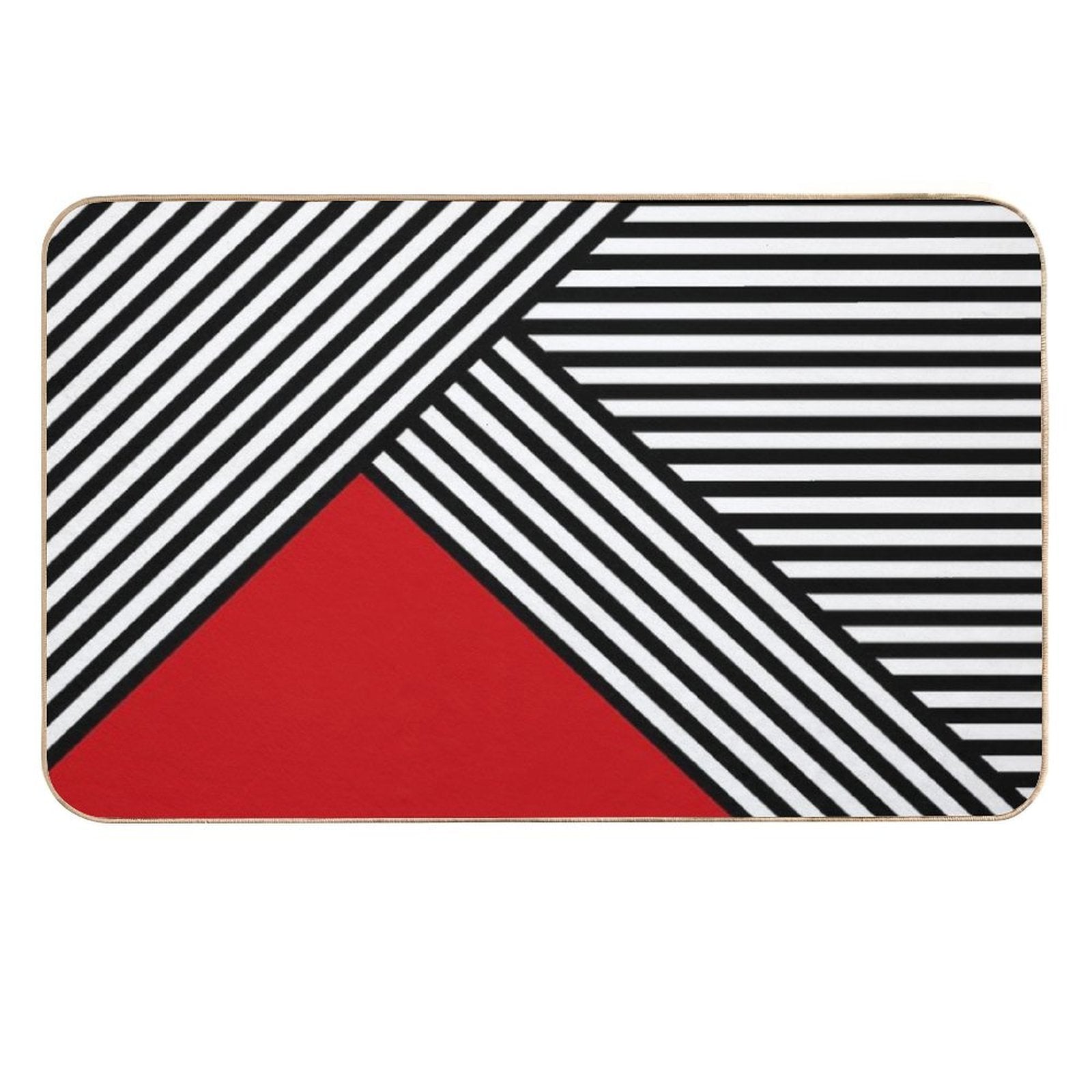 Black And White Stripes with Red Triangle  Eco-Friendly Bath Mat
