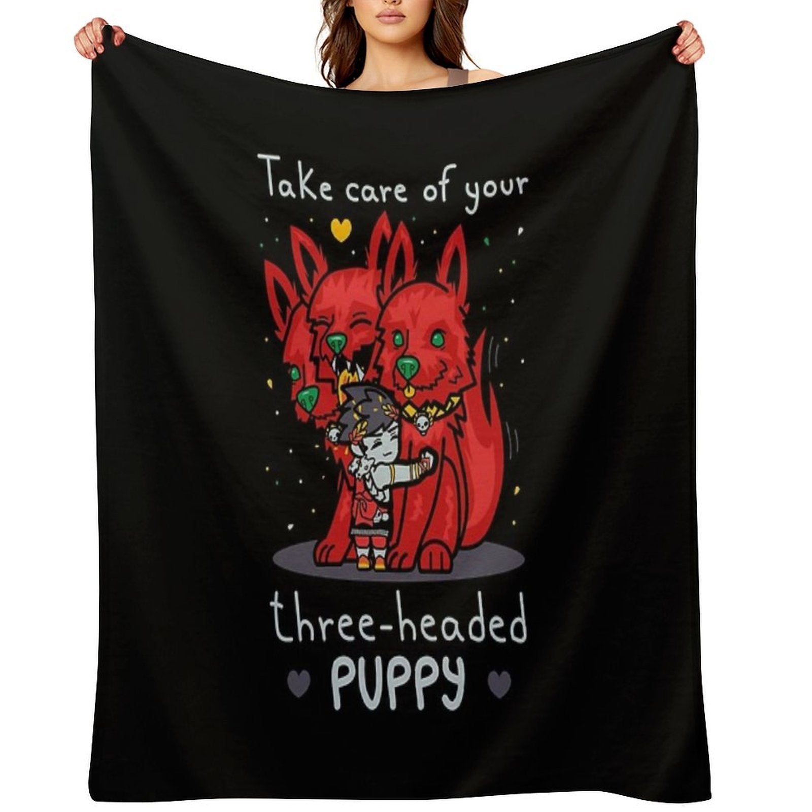 Three-headed Puppy Quick-dry Throw Blanket