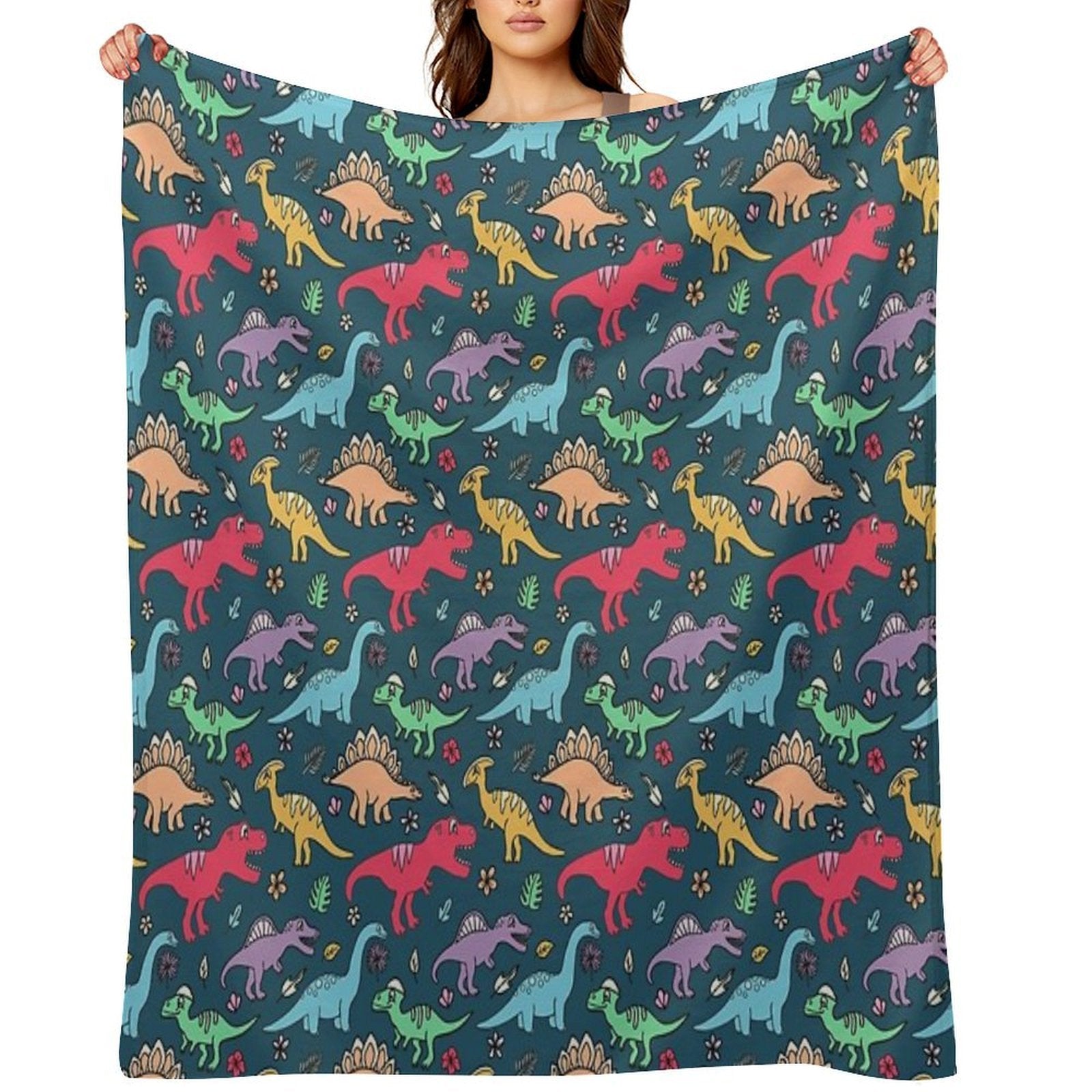 Dino Party - Dinosaur Pattern Multi-functional Throw Blanket