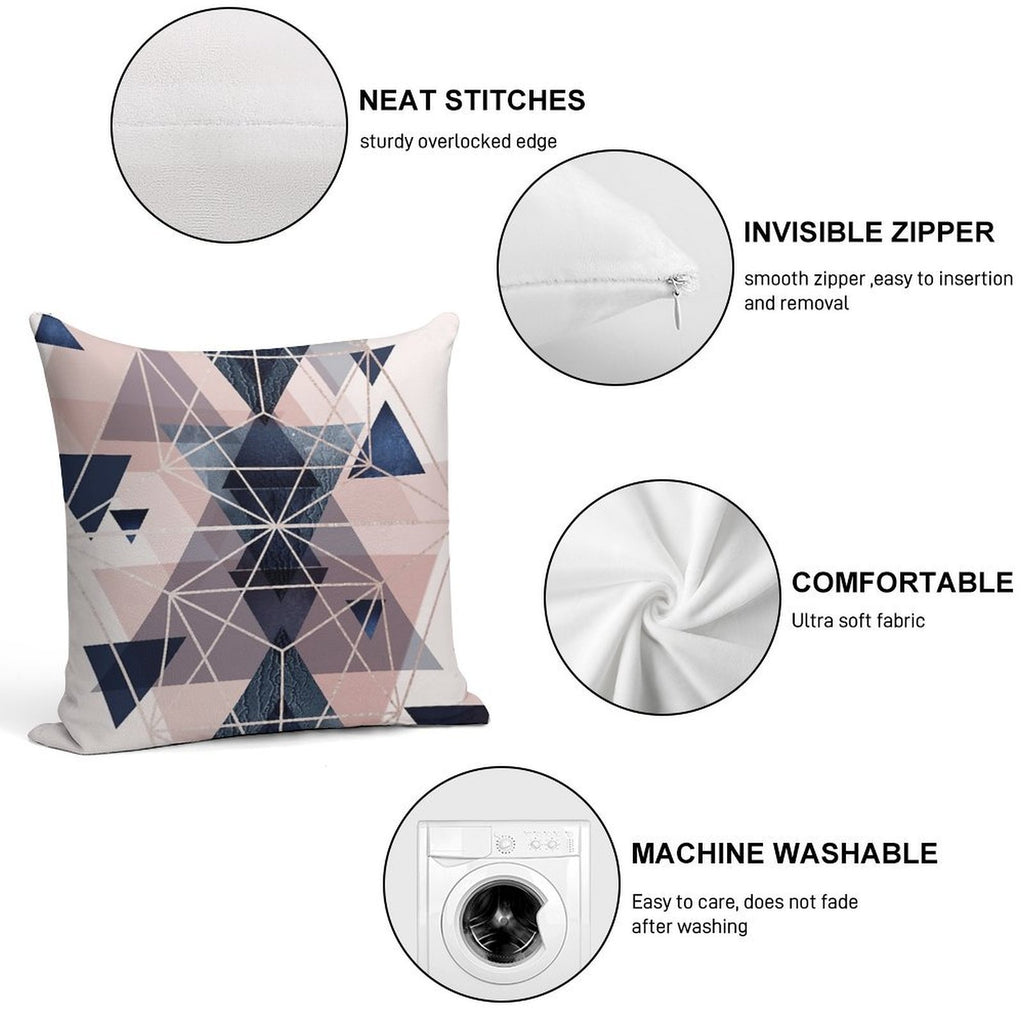 Blush Navy Geometric Soft Multiple Sizes Throw Pillow