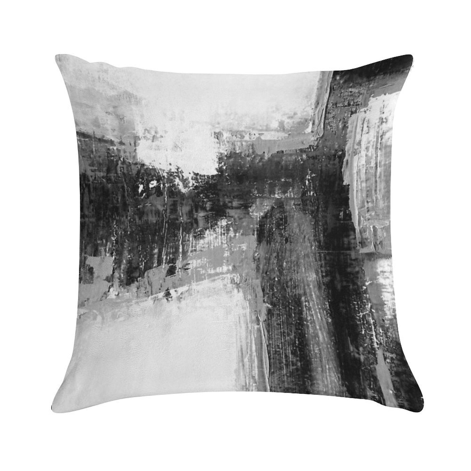 Black White Abstract Soft Luxury Feel Throw Pillow