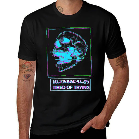 Aesthetic Vaporwave Japanese Tired of Trying - Futurism  Moisture-wicking T-Shirt