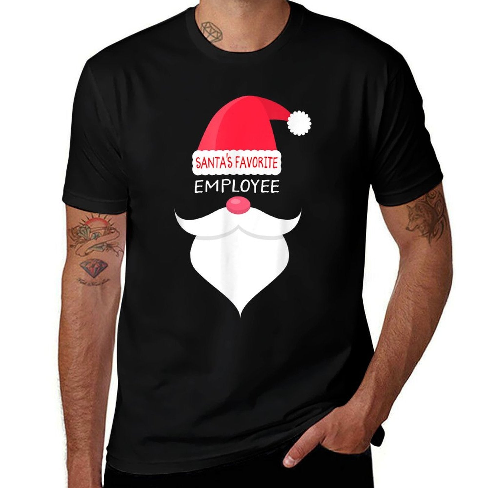Funny Christmas Gift for Employee, Santas Favorite  Fade-proof Color T-Shirt