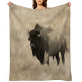 American Buffalo  -  Plains Bison Travel-friendly Throw Blanket