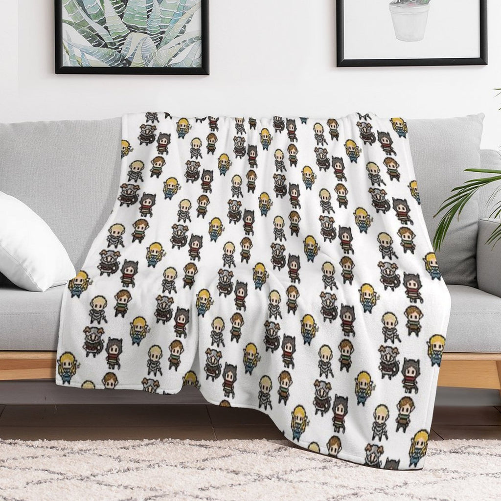 Dungeon Meshi Delicious in The Dungeon Pixel Art Sticker Pack Eco-conscious Throw Blanket