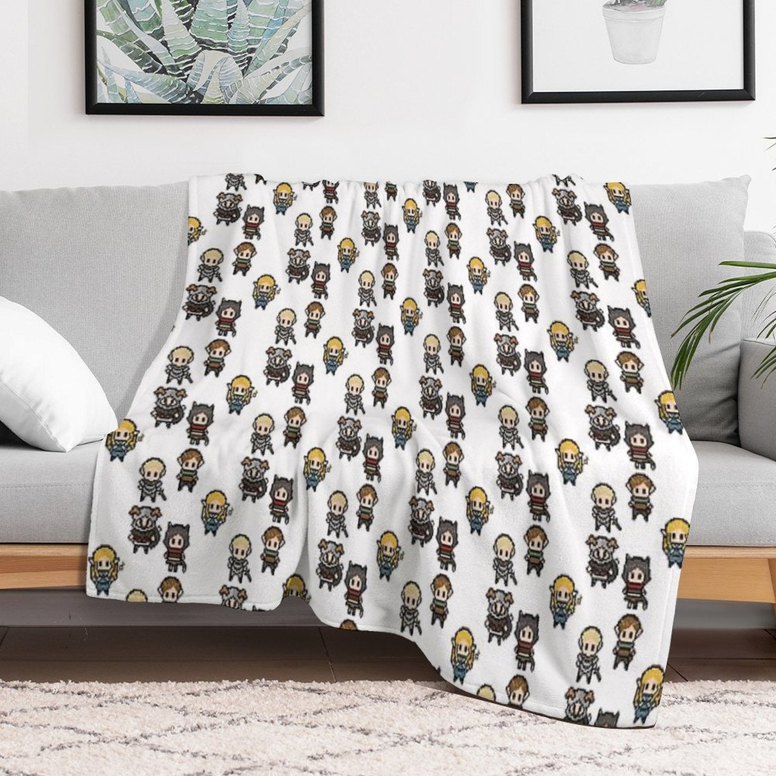 Dungeon Meshi Delicious in The Dungeon Pixel Art Sticker Pack Eco-conscious Throw Blanket