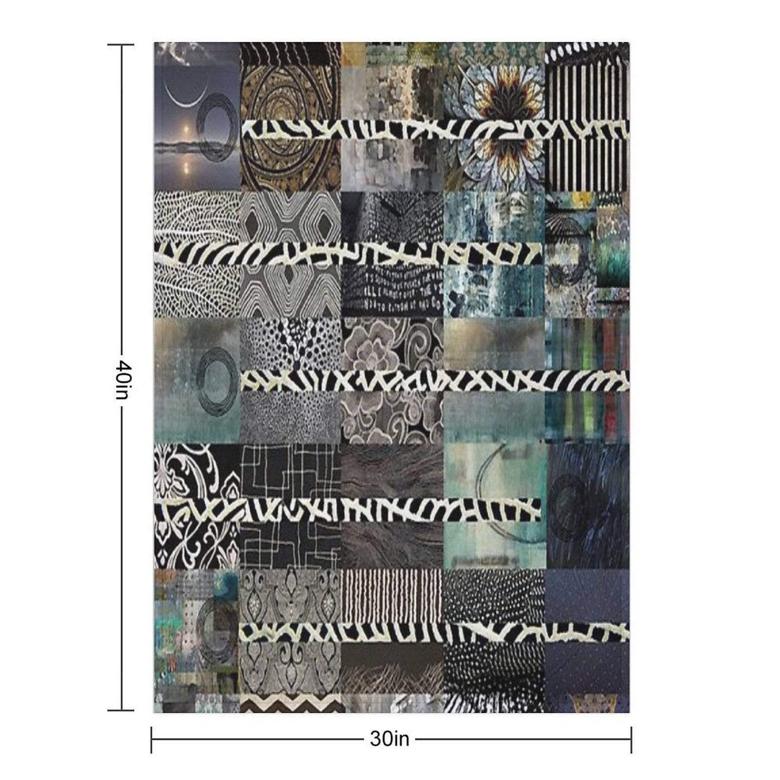 Black White And Grey Quilt Design Abstract Art Collage Sustainable Throw Blanket