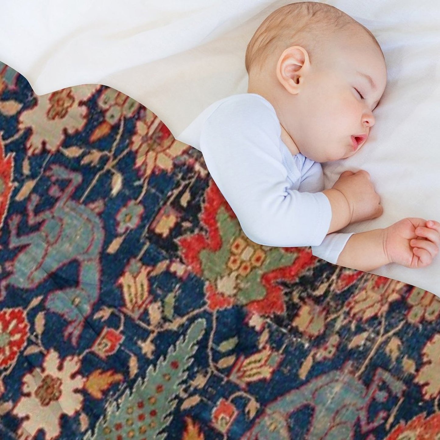 17th Century Persian Rug Print with Animals Quick-dry Throw Blanket