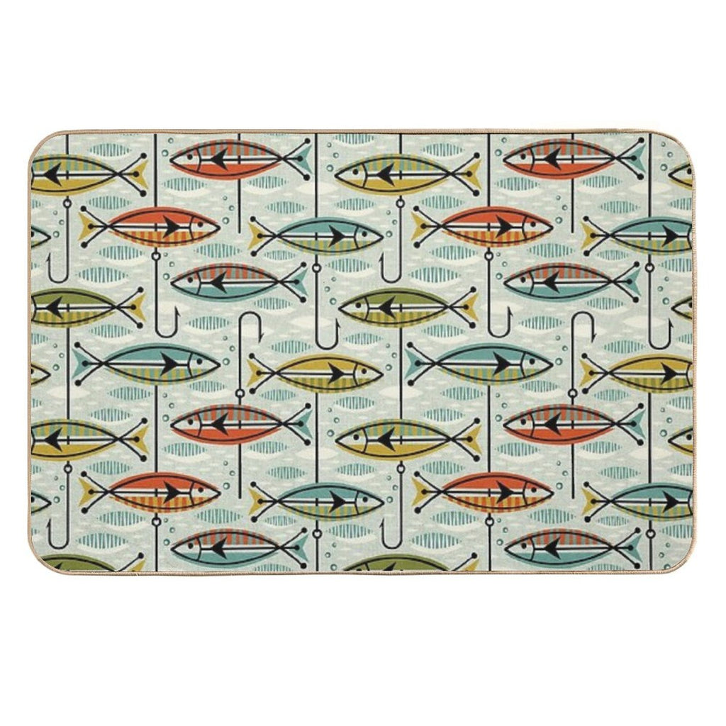 Retro Color Block Fish  Long-Lasting Bath Mat