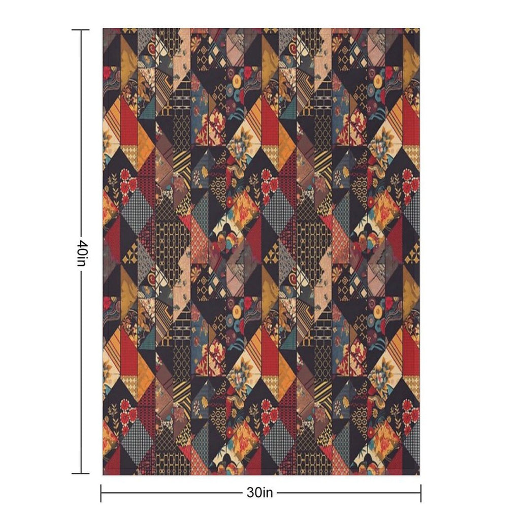 Symmetry Flow - Seamless Pattern Furoshiki Design Plush Throw Blanket