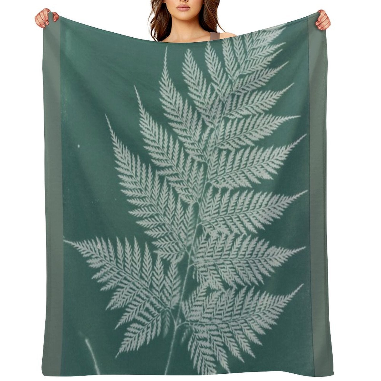 Green Fern Anti-pilling Throw Blanket