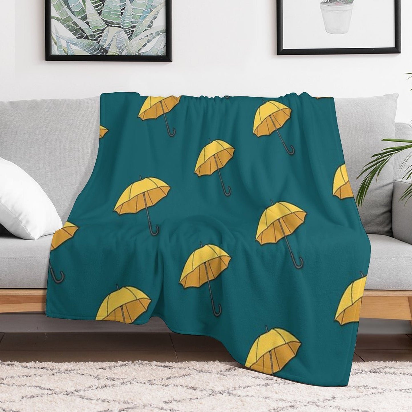 Yellow Umbrella Comfort Throw Blanket