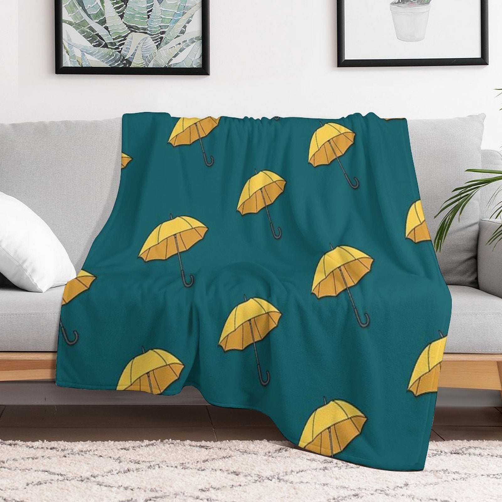 Yellow Umbrella Comfort Throw Blanket