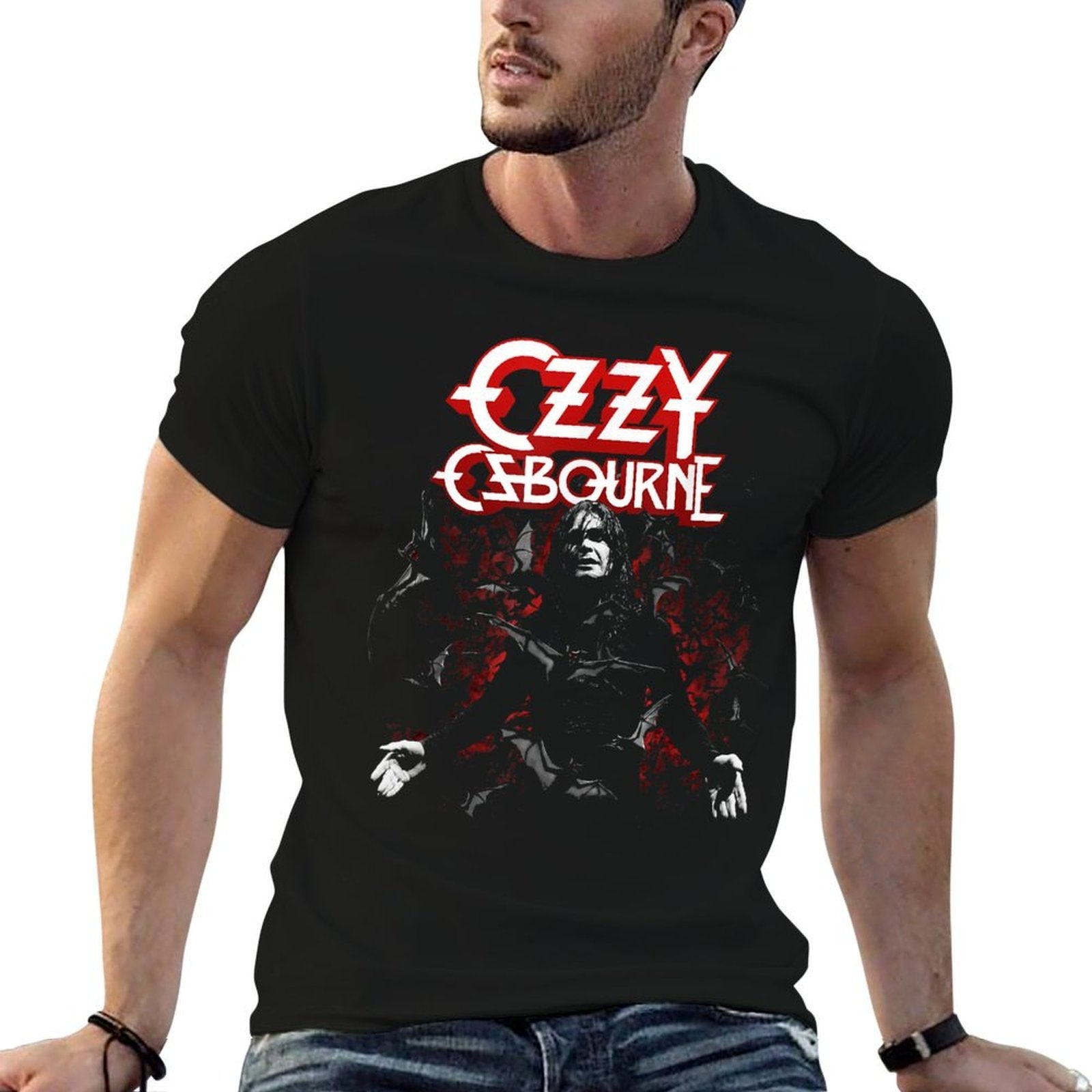Ozzy Osbourne - Ozzy With Bats  Heathered Texture T-Shirt