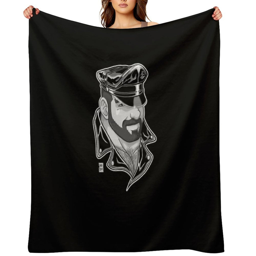 ADAM LIKES LEATHER - BLACK AND WHITE Quick-dry Throw Blanket