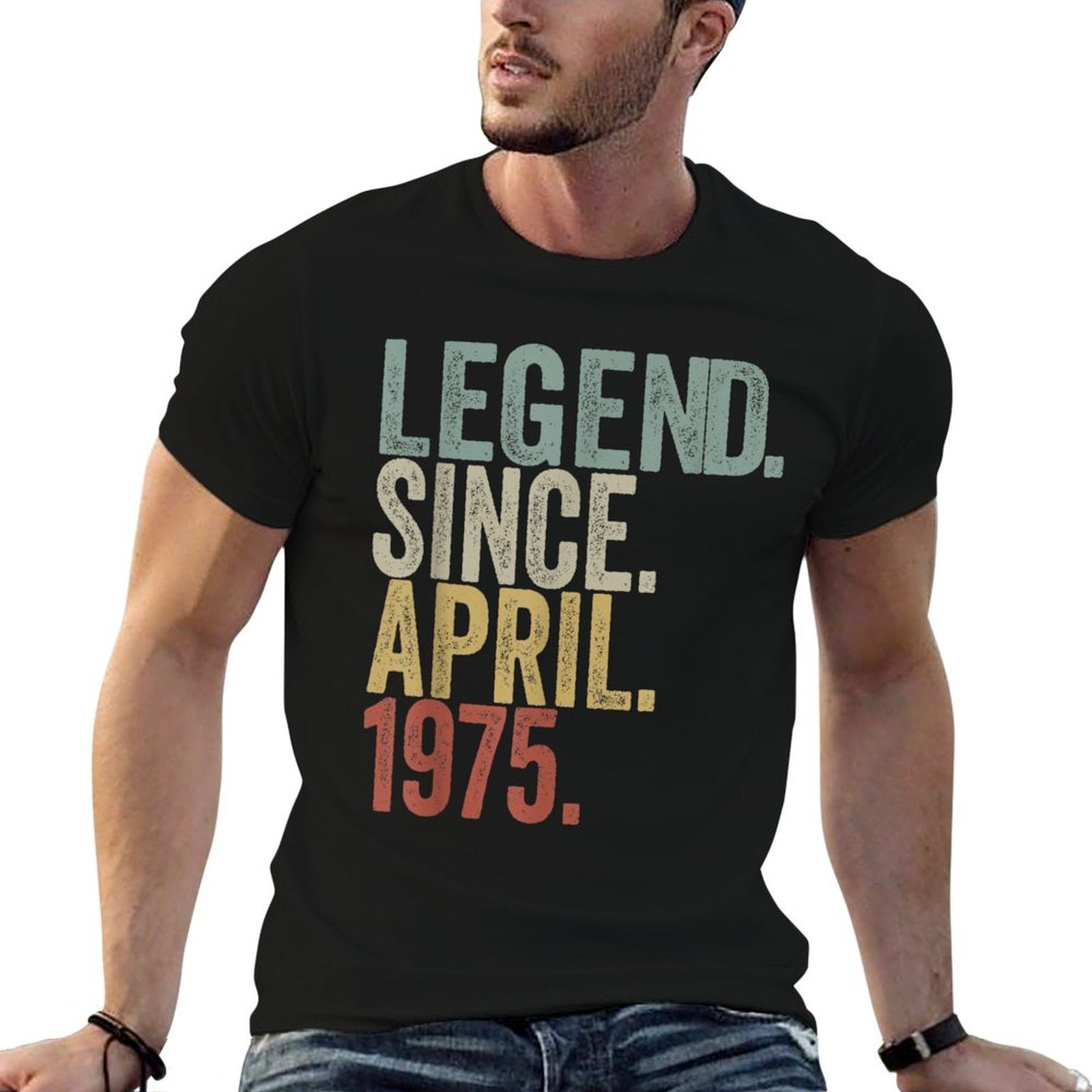 50 Years Old Legend Since April 1975 50th Birthday Men Dad  Tagless Design T-Shirt