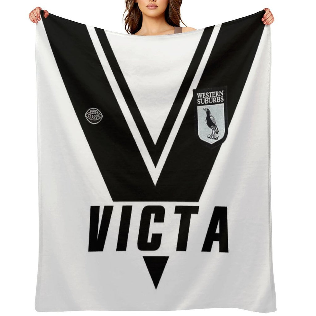 WESTERN SUBURBS MAGPIES 1980 RUGBY LEAGUE JERSEY Wrinkle-free Throw Blanket