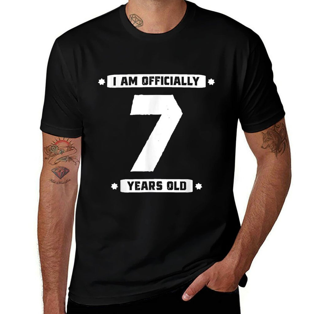 7th Birthday Boys Gift Tshirt Son Age 7 Seven Years  Ribbed Collar T-Shirt