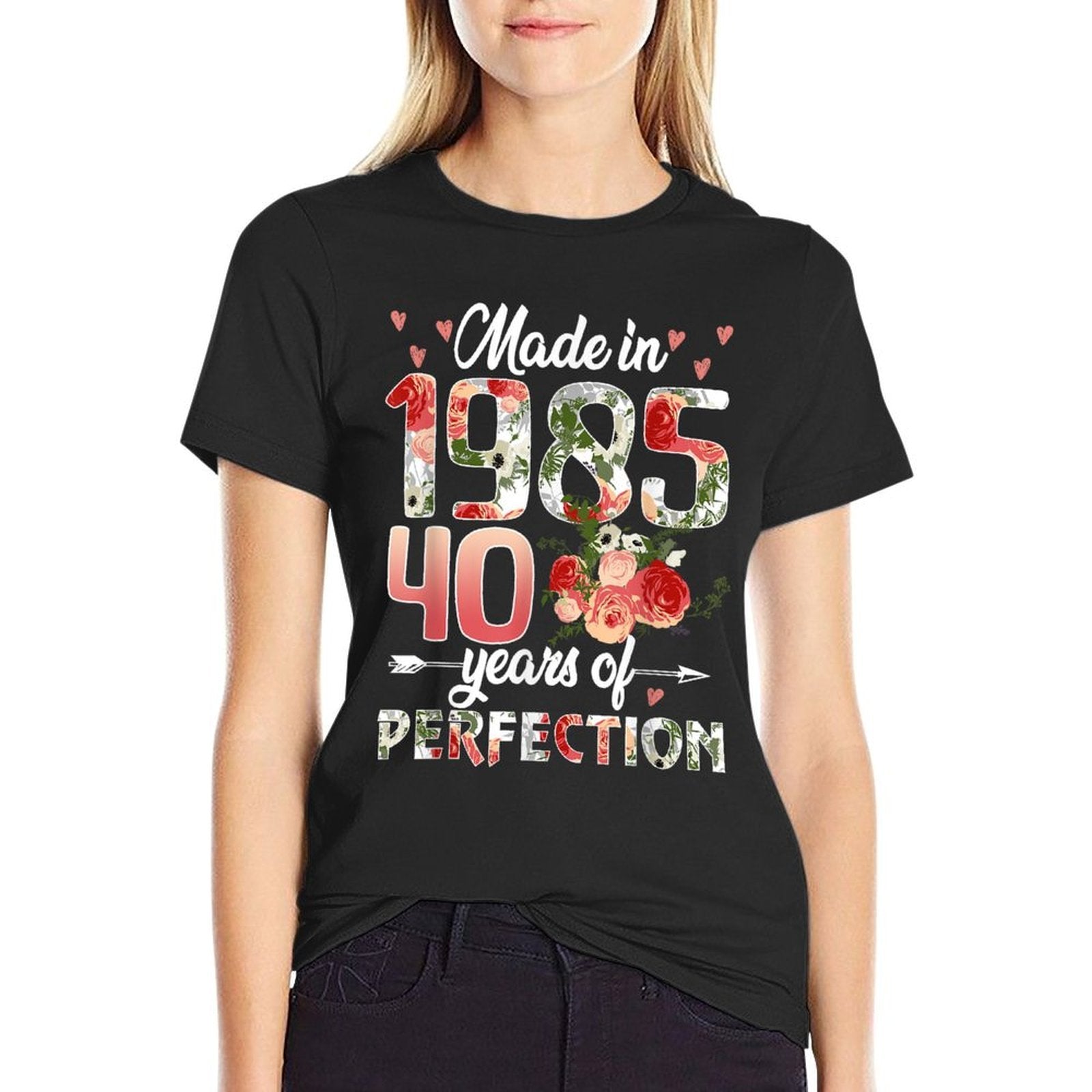 40 Years Old Born In 1985 Floral 40th Birthday Gifts Women  Odor-resistant T-Shirt